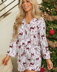 Abigail Christmas Deer Printed Shirt