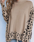 Leopard Colorblock Mock Neck Sweater