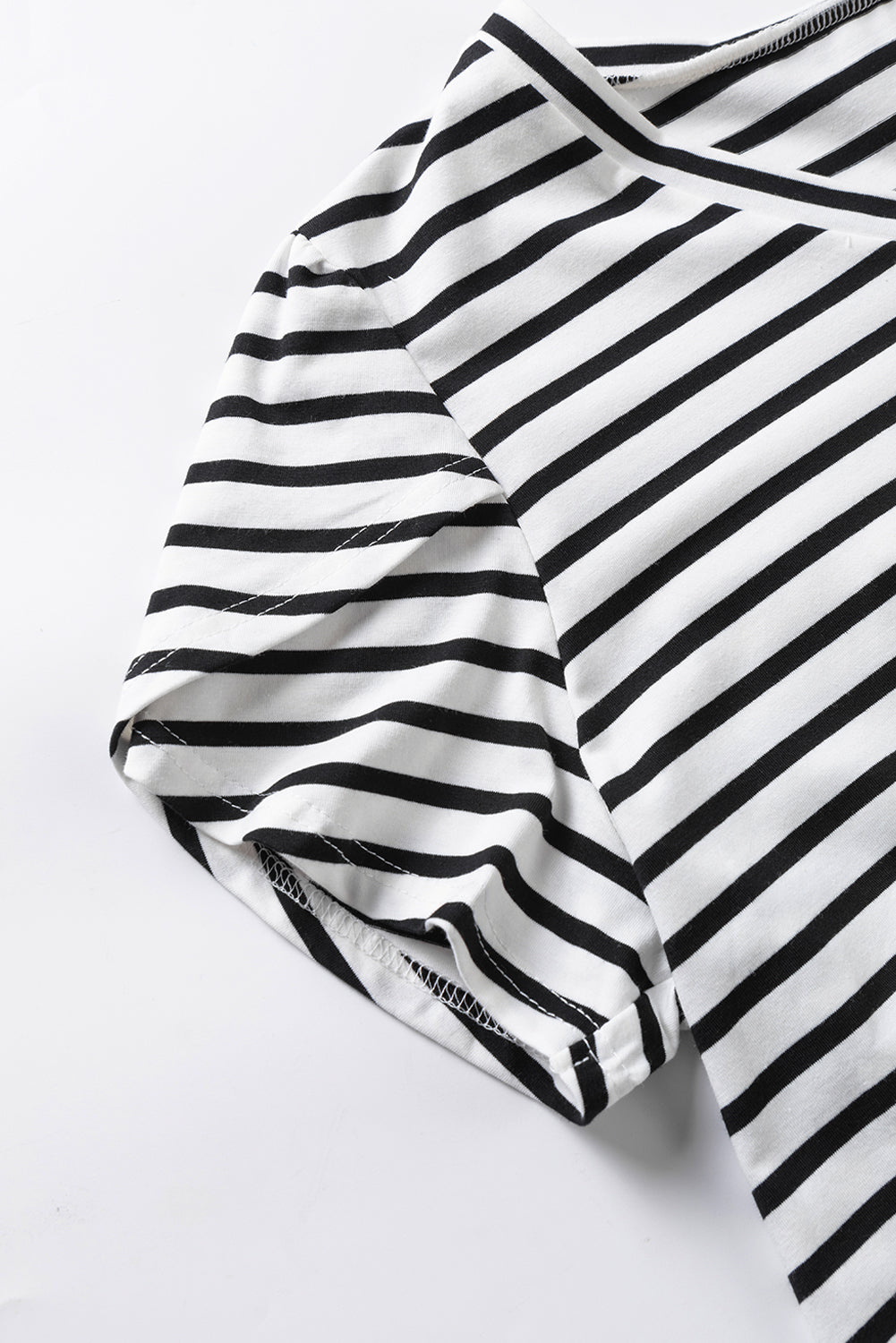 Ramona Stripe V Neck Petal Sleeve Plus Size Top