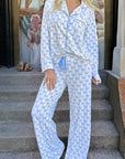 Bow Shirt and Pants Pajama Set