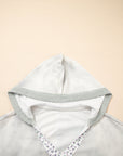 Floral Patchwork Waffle Textured V-Neck Hooded Top