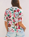 Adele Floral Slit V Neck Blouse