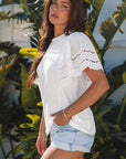 Giana Embroidered Short Sleeve O Neck Top