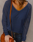 Fiona Sheer Stripe V-Neck Top