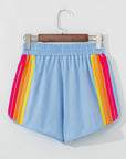 Colorblock Stripe Elastic Waist Shorts