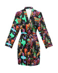 Vegas Neon Women's Long Sleeve Belted Satin Feel Dressing Lounge Robe