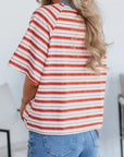 Stripe Contrast Trim Raglan T-Shirt