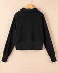 Zip Up Stand Collar Ribbed Thumbhole Sleeve Sweatshirt