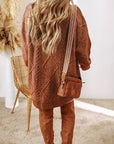 Cable Knit Drop Shoulder Sweater Dress