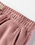 Solid Corduroy Lace Hoodie and Pants Set