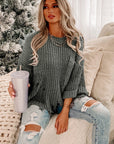 Alina Ripped Raw Hem Chunky Pullover Sweater