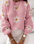 Mariah Floral Pattern Drop Shoulder Sweater