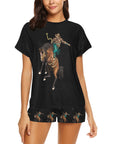 Rodeo Cowboy Womens Western Top and Short Pajama Set