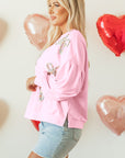 Laila Bow Lantern Sleeve Oversized Sweatshirt