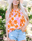 Alison Ruffled Sleeve Smocked Floral Top