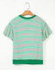 Stripe Contrast Trim Ruffle Sleeve Top