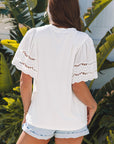 Giana Embroidered Short Sleeve O Neck Top