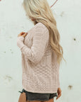 Solid Hollow Knit Open-Front Cardigan