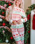 Christmas Reindeer Fair Isle Stripe Pajama Set