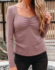 Cora Square Neck Ribbed Fit Long Sleeve Top