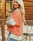 Colorblock Collared Drop Shoulder Sweatshirt