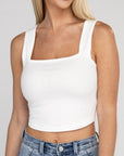 Cotton Square Neck Cropped Cami Top