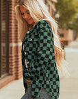 Checker Flap Pocket Button Front Shacket