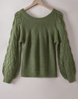 Lia Hollow-out Puffy Sleeve Knit Sweater
