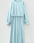 Solid Puff Sleeve Top and Drawstring Pants Set