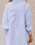 Stripe Smocked Cuff Buttoned Shirt
