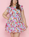 Lenora Ruffled Cap Sleeve Plus Size Mini Dress