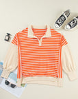 Colorblock Collared Drop Shoulder Sweatshirt