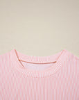 Colorblock Corded Knit Chest Pocket T-Shirt