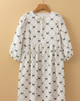 Bow Textured Puff Sleeve Mini Dress
