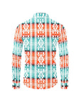 Turquoise Orange Aztec Unisex Western Button UP Shirt