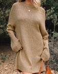 Solid Slouchy Drop Shoulder Sweater Dress