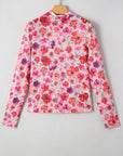 Rosalie Floral Long Sleeve Slim Fit Mesh Top
