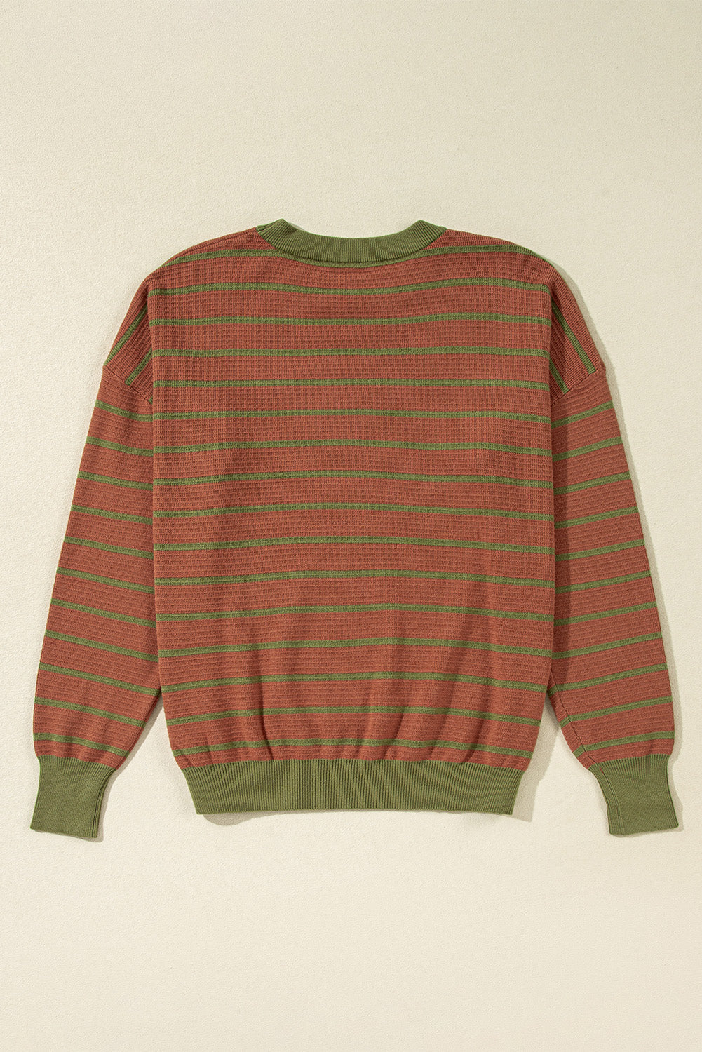 Briar Stripe Trimmed Round Neck Loose Sweater