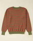 Briar Stripe Trimmed Round Neck Loose Sweater