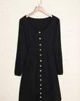 Solid Button-Up Scoop Neck Dress