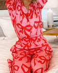 Pink Bow Sleeve Pajama Set