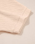 Textured V Neck T Shirt and Shorts Set