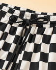 Checker Drawstring Elastic Waist Shorts