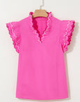 Jazmine Scallop Short Sleeve V Neck Blouse