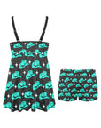 Turquoise Hat Swim Dress & Shorts Set