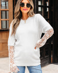 Samantha Lace Sleeve Two-piece Fuzzy Sweater