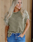 Abby Stripe Textured Side Slits Top