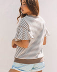 Alexia Striped Ruffle Short Sleeve Top