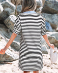 Tiffany V Neck Collared Puff Sleeve T Shirt Dress