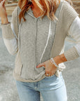 Skylar Long Sleeve Textured Knit Patchwork Hoodie